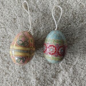 Decorative Holiday Egg Ornaments - Pink and Blue